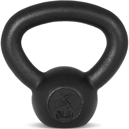 Solid Cast Iron Kettlebell, Black, 5 Lbs