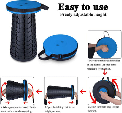 Upgraded Folding Stool Lightweight yet More Sturdy with Load Capacity 400Lbs Portable Collapsible Stool Retractable Stool for Camping Garden Fishing Hiking BBQ (Blue)