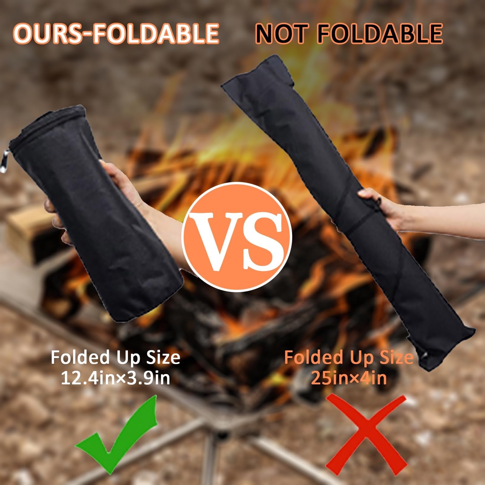 22″Portable Fire Pit for Camping Large Upgrade Collapsing Stainless Steel Mesh