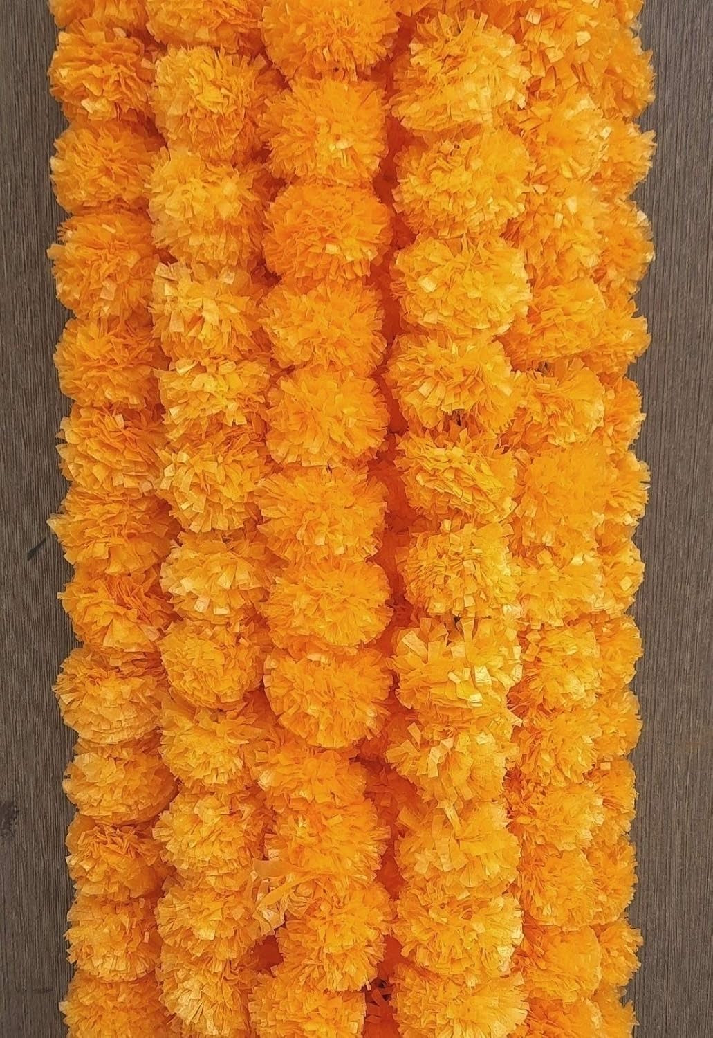 10 PC - 5 Feet Light Orange Marigold Garland |Indian/American Wedding Party Mantle Decoration, Faux Garlands Wedding Garland, Diwali Decoration, Spring Bush Floral!