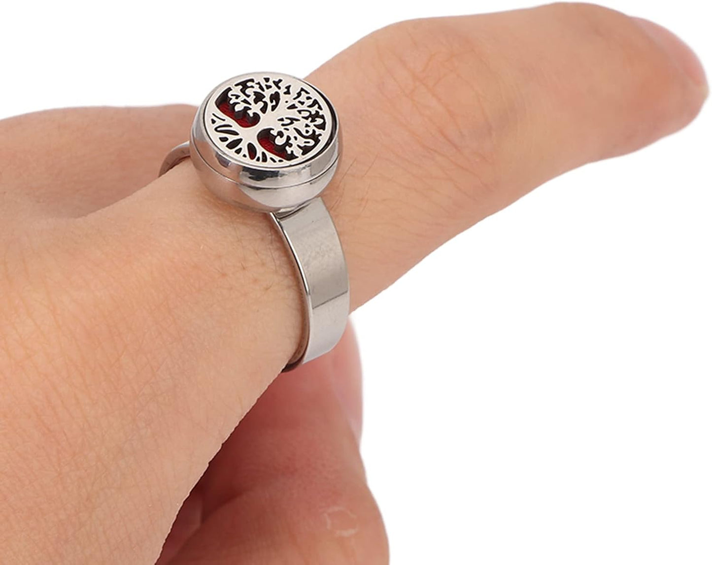 Essential Oil Diffuser Ring, Stainless Steel Ring Opening Adjustable Aromatherapy Essential Oil Ring Portable Jewelry Aromatherapy Diffusers Ring for Women, Girls, Aromatherapy Gifts(Type 1)