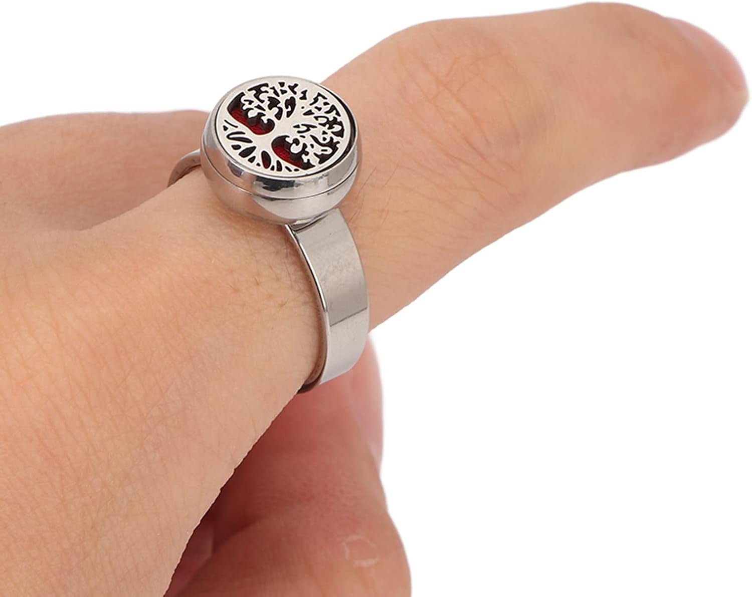 Essential Oil Diffuser Ring, Stainless Steel Ring Opening Adjustable Aromatherapy Essential Oil Ring Portable Jewelry Aromatherapy Diffusers Ring for Women, Girls, Aromatherapy Gifts(Type 1)