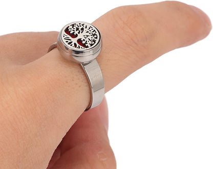 Essential Oil Diffuser Ring, Stainless Steel Ring Opening Adjustable Aromatherapy Essential Oil Ring Portable Jewelry Aromatherapy Diffusers Ring for Women, Girls, Aromatherapy Gifts(Type 1)