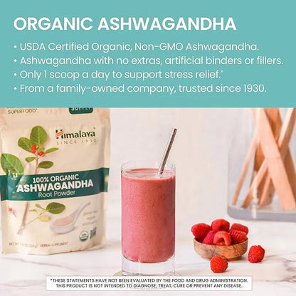 Organic Ashwagandha Powder, Adaptogenic Superfood for Protein Shakes & Smoothies, 7.9 Oz, 3 Month Supply