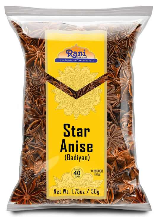 Rani Star Anise Seeds, Whole Pods (Badian Khatai) Spice 1.75Oz (50G) ~ All Natural | Gluten Friendly | NON-GMO | Kosher | Vegan | Indian Origin