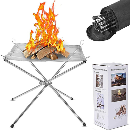 22″Portable Fire Pit for Camping Large Upgrade Collapsing Stainless Steel Mesh