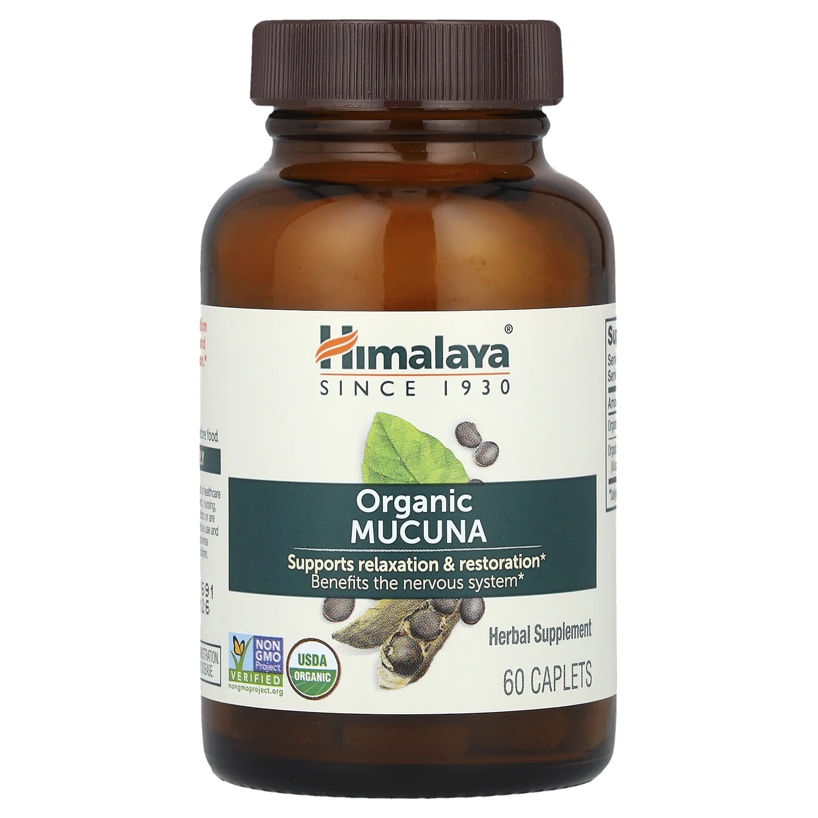 Organic Mucuna/Pruriens Supplement, Supports Relaxation, Tension Relief, 60 Caplets