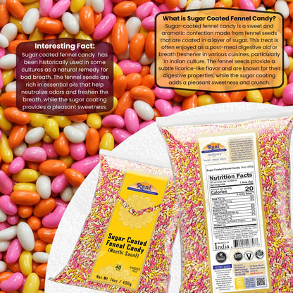 Rani Sugar Coated Fennel Candy 14Oz (400G) ~ Indian after Meal Digestive Treat | Vegan | Gluten Friendly | NON-GMO | Kosher | Indian Origin