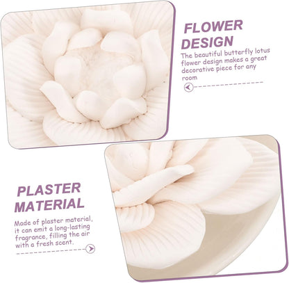 Diffusers for Essential Oils - Passive Diffuser Essential Oil Diffuser Flower Shape Perfume Diffuser Stone for Car, Home, Bedroom, Bathroom, White Butterfly and Lotus, Plaster, 3.34X3.34X0.98Inch