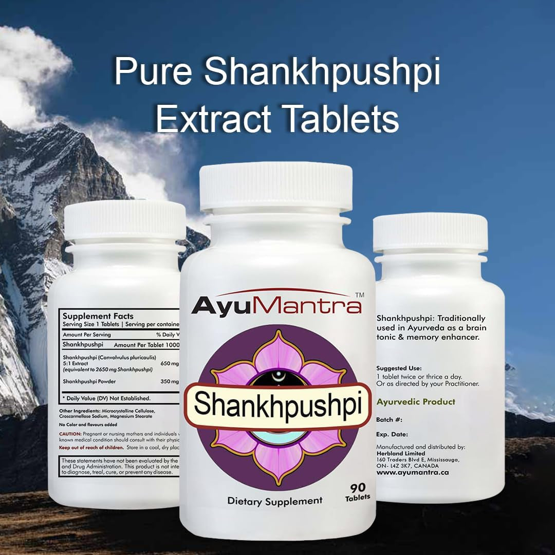 Shankhpushpi Tablets - 1000Mg, 90 Tablets | Supports Healthy Nervous System & Cognitive Function | USDA Non-Gmo, Vegan, Gluten-Free