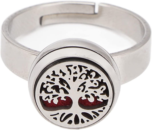 Essential Oil Diffuser Ring, Stainless Steel Ring Opening Adjustable Aromatherapy Essential Oil Ring Portable Jewelry Aromatherapy Diffusers Ring for Women, Girls, Aromatherapy Gifts(Type 1)