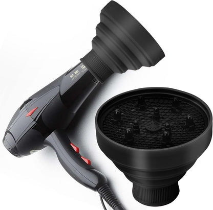 Universal Collapsible Hair Dryer Diffuser Attachment- Salon Grade Tool,Lightweight Foldable Portable Travel Folding Design Fit Most of Blow Dryers-Black