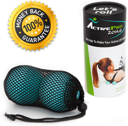 Massage Therapy Balls by  ● Best 4 Deep Pressure, Trigger Point, Myofascial Release & Physical Therapy ● Used in Yoga, Pilates ● Instant Tension & Pain Relief ● Relax Sore Muscles ● Set of 2 Extra Firm Rubber Balls Sized Ø2¾ʺ W/Mesh Bag